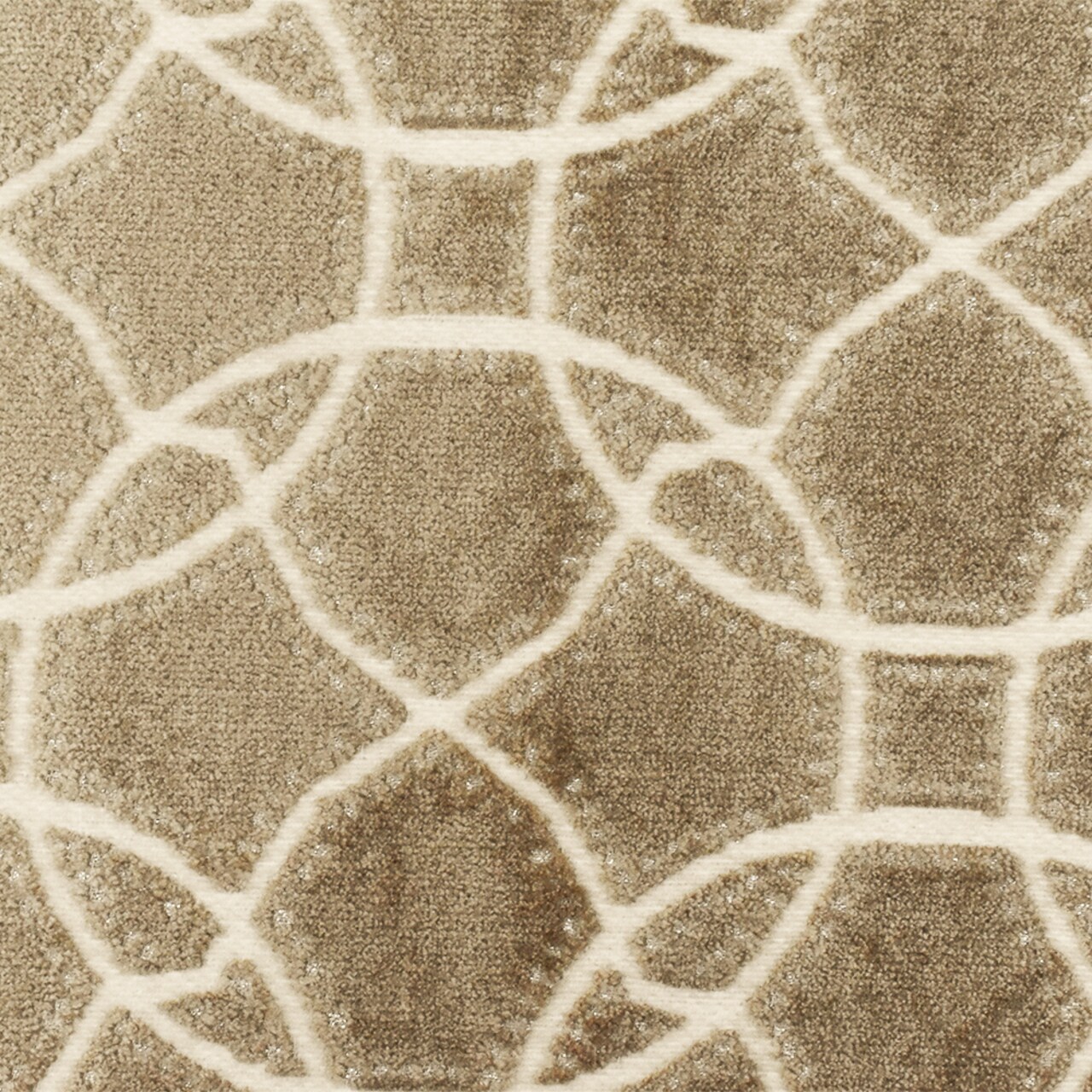 Brown-Beige-Silver Abstract Trellis Pile Velvet Jacquard Decorating Fabric By the Yard